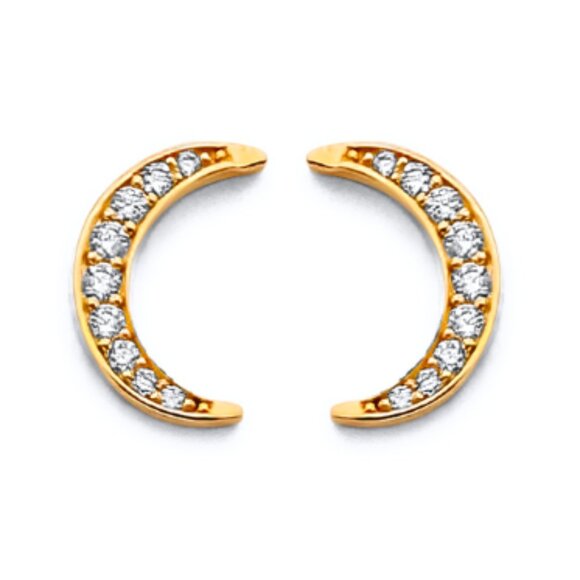 Jewelry - 14KT Gold CZ Moon Push Back Fancy Earrings